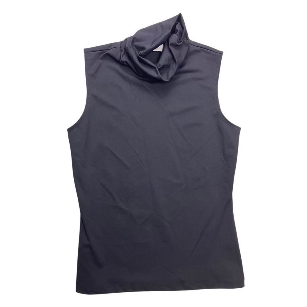 Linda Leal Mock Neck Sleeveless Top Women Size M Black Classic MNST0133‎ Stretch